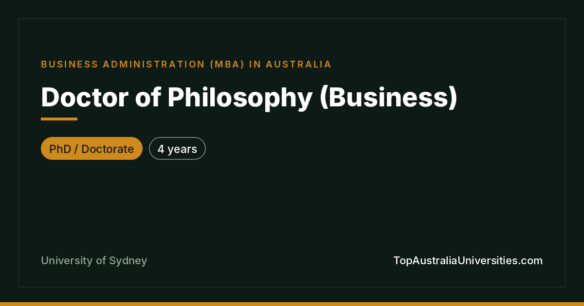 Doctor of Philosophy in Business - University of Sydney