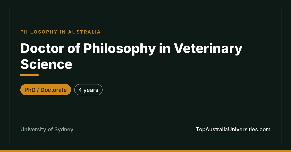 PhD in Veterinary Science at University of Sydney