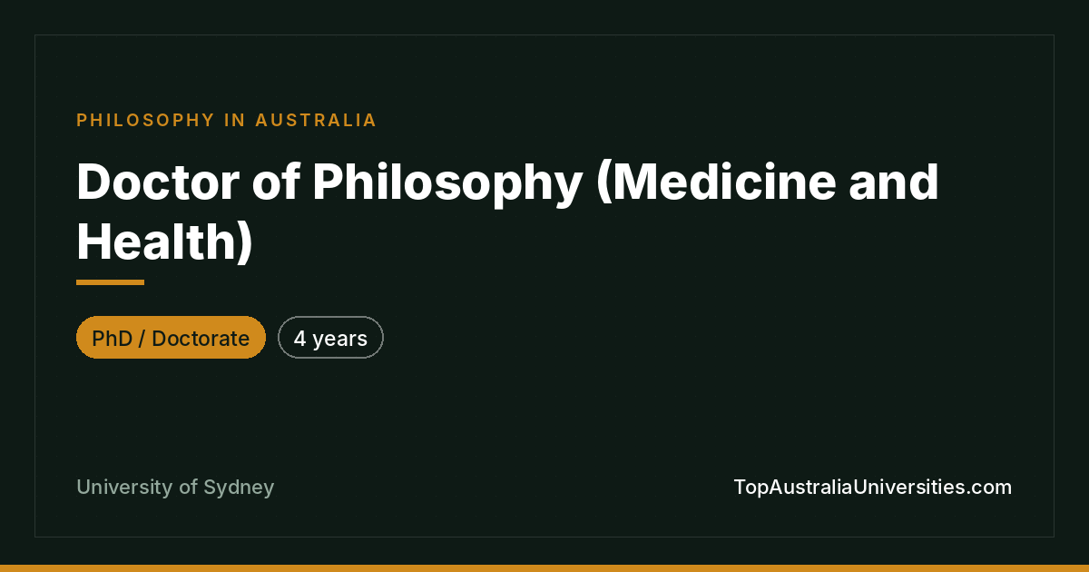 PhD in Medicine and Health | University of Sydney