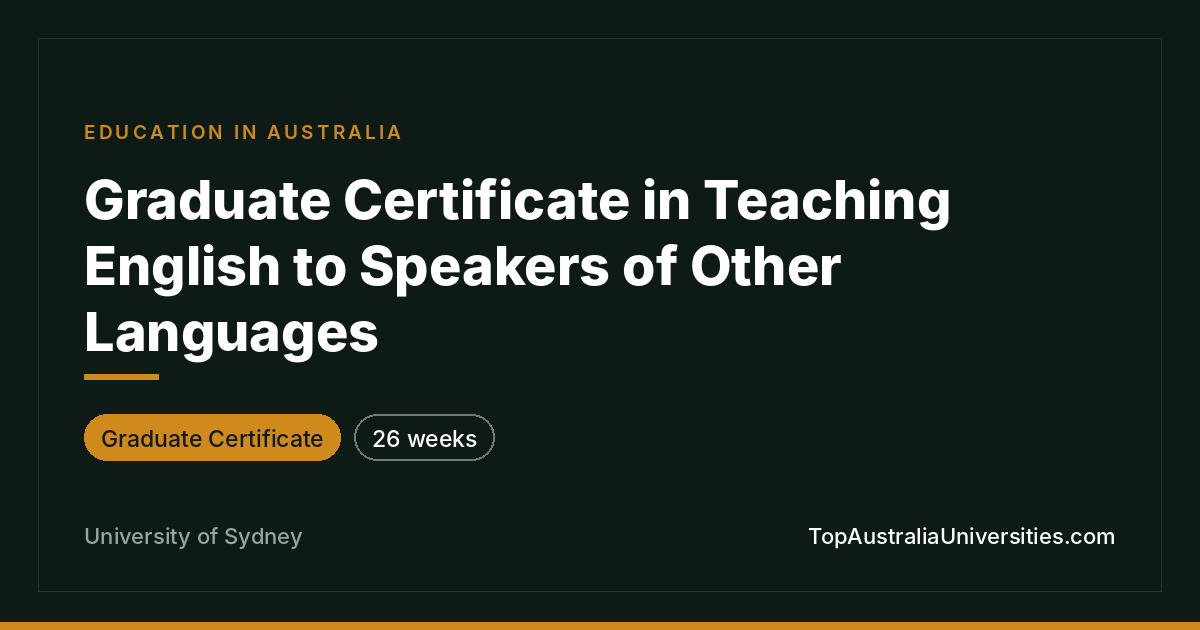 Graduate Certificate in TESOL – University of Sydney