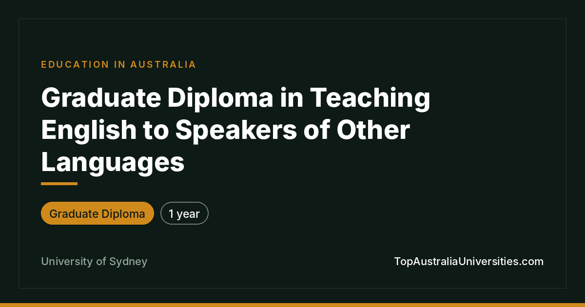 Graduate Diploma in TESOL | University of Sydney