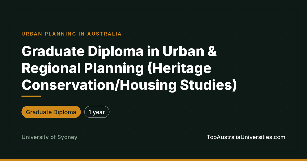 Graduate Diploma in Urban & Regional Planning