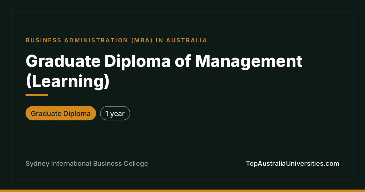 Graduate Diploma of Management (Learning) | Sydney