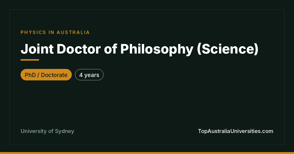 PhD in Science (Physics) – University of Sydney