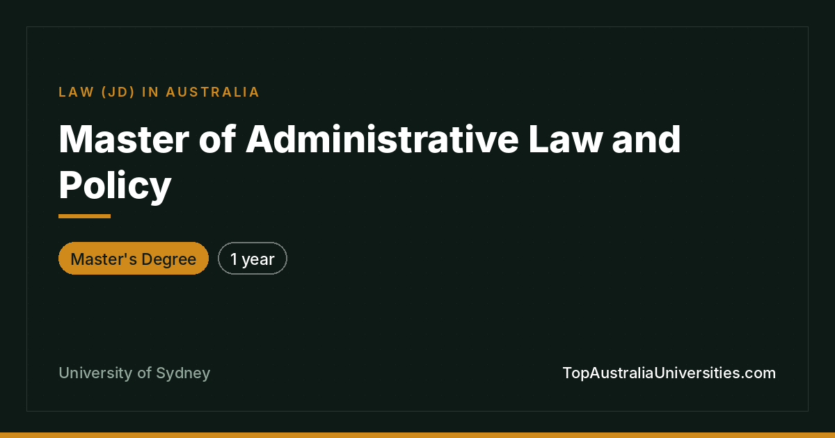 Master of Administrative Law and Policy | University of Sydn