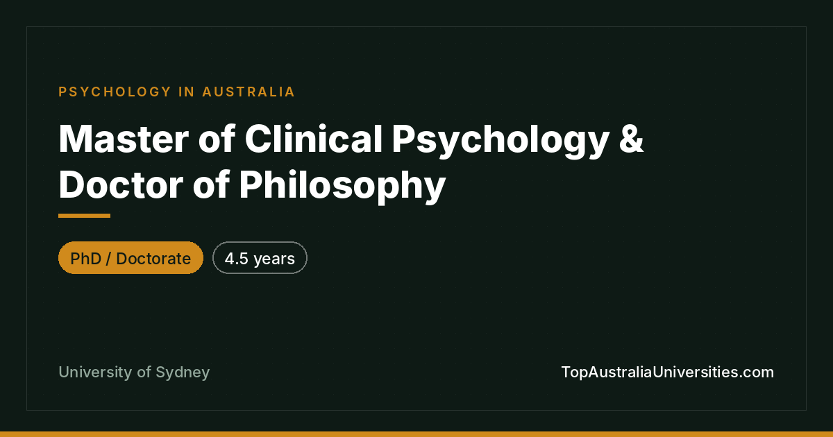 Master of Clinical Psychology & PhD – University of Sydney