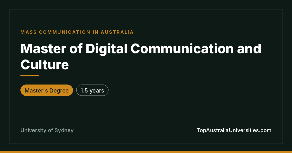 Master of Digital Communication and Culture – University of
