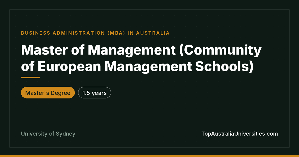 Master of Management at University of Sydney