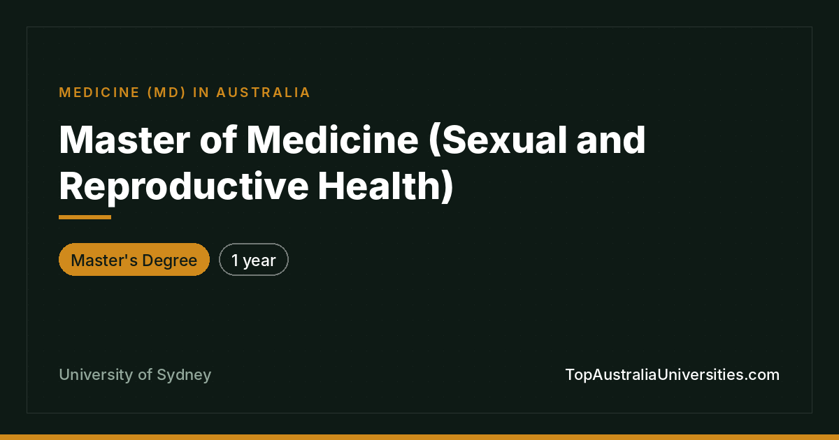 Master of Medicine (Sexual & Reproductive Health) | Sydney