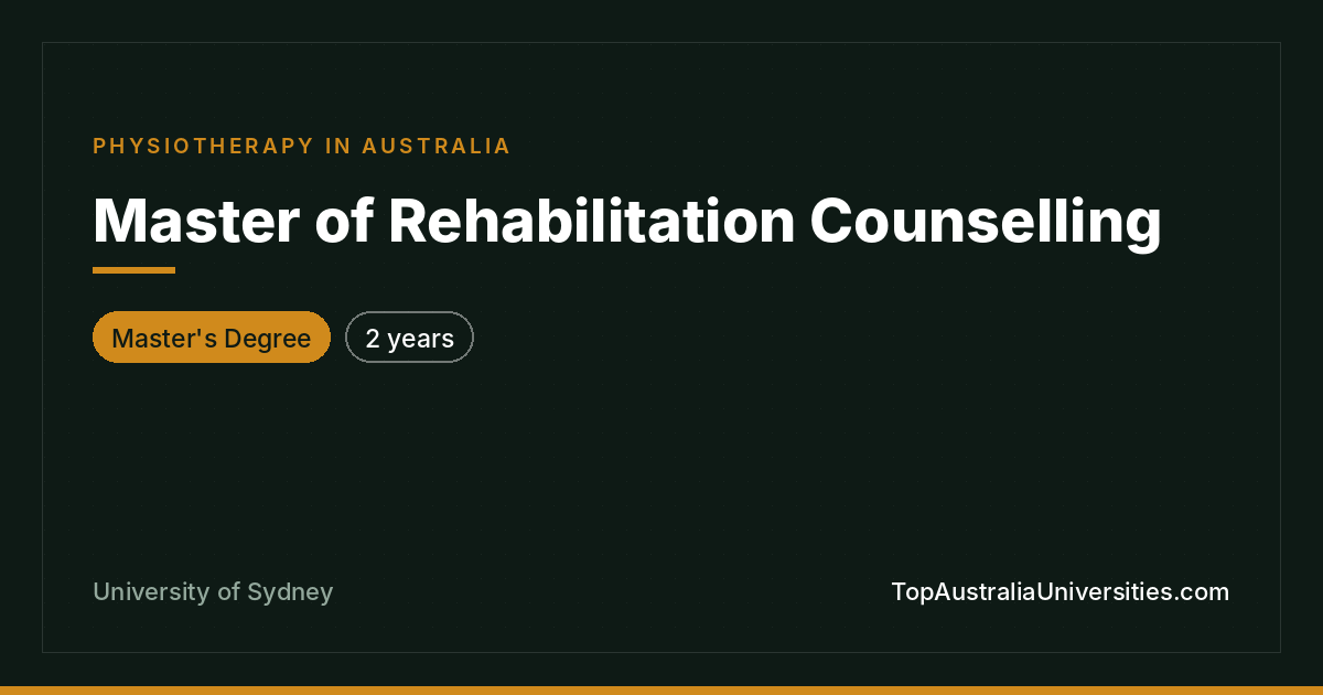 Master of Rehabilitation Counselling – University of Sydney