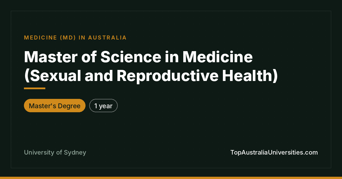 Master of Science in Medicine (Sexual & Reproductive Health)