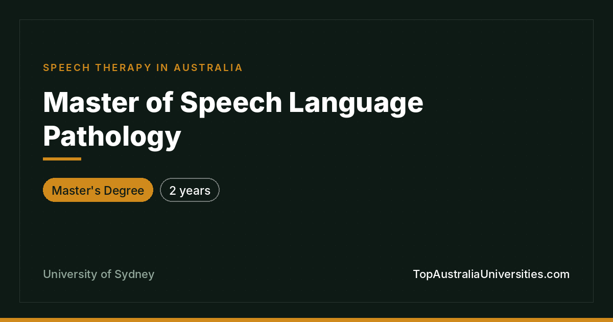 Master of Speech Language Pathology | University of Sydney