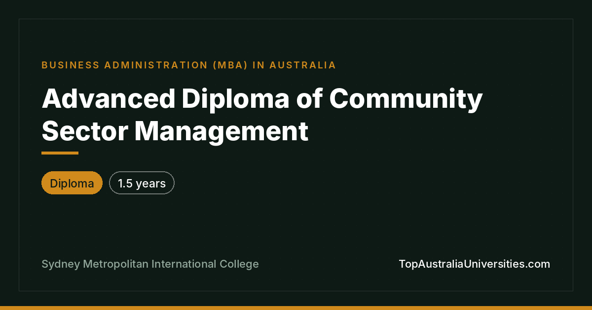 Advanced Diploma of Community Sector Management