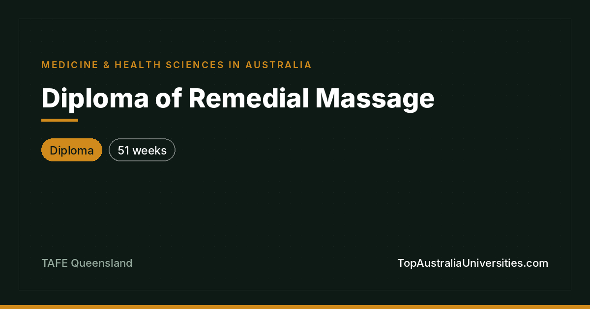 Diploma of Remedial Massage at TAFE Queensland
