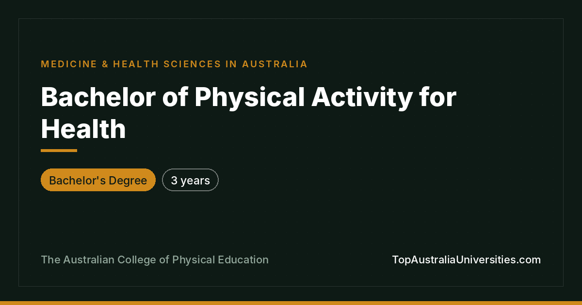 Bachelor of Physical Activity for Health at ACPE