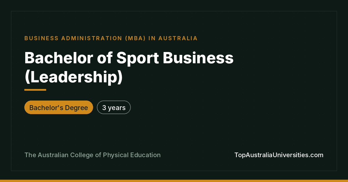 Bachelor of Sport Business (Leadership)