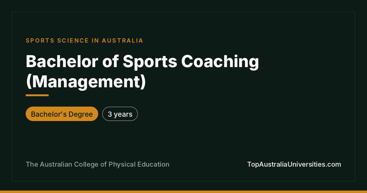 Bachelor of Sports Coaching (Management)