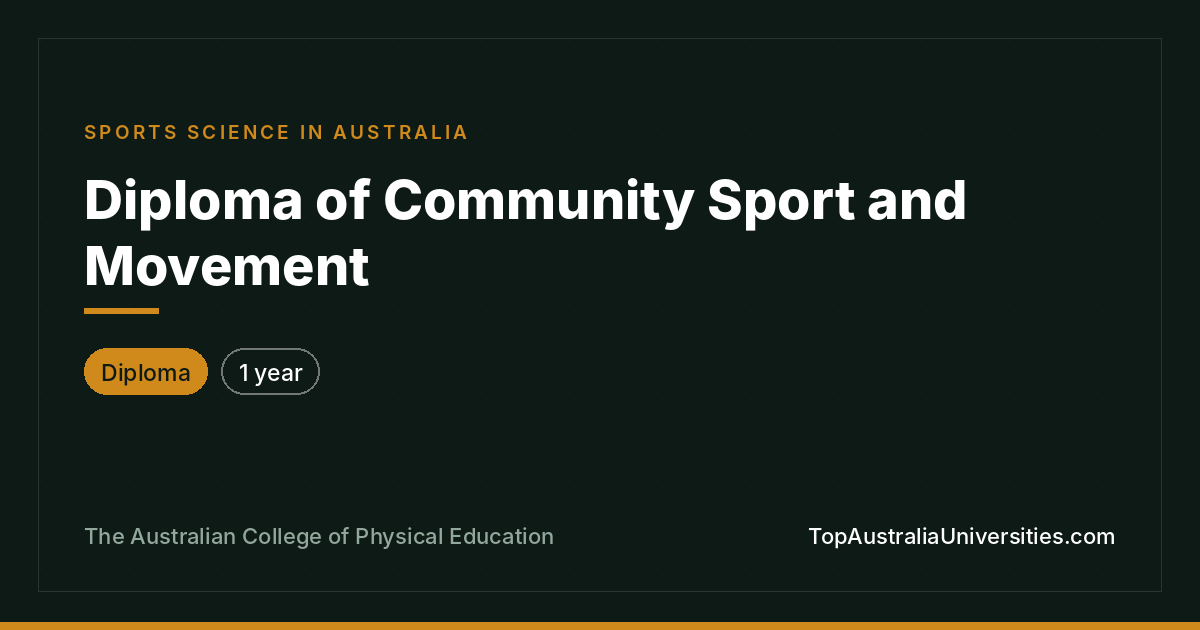 Diploma of Community Sport and Movement