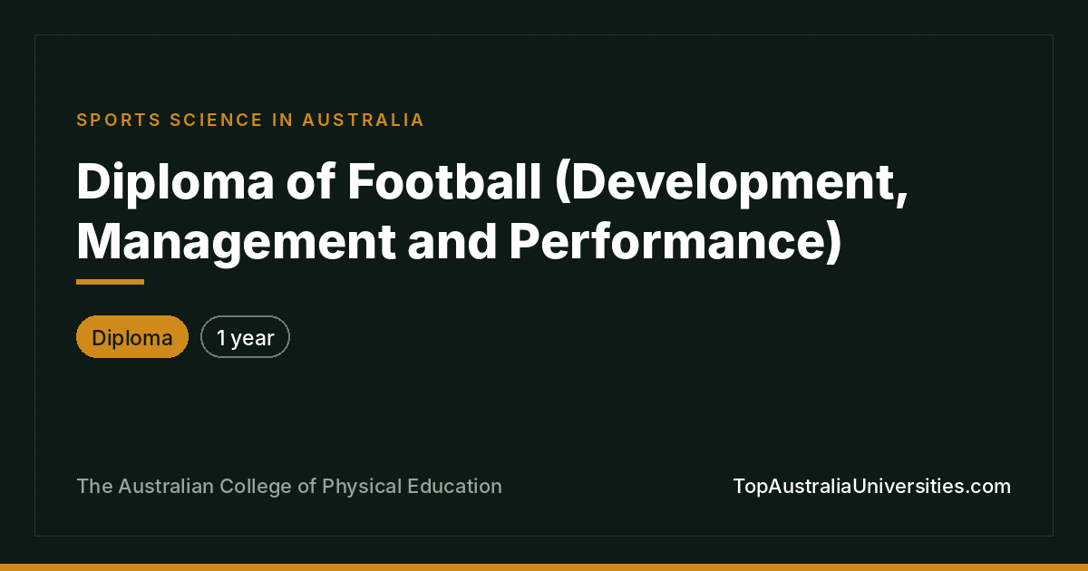 Diploma of Football at ACPE: Development & Management