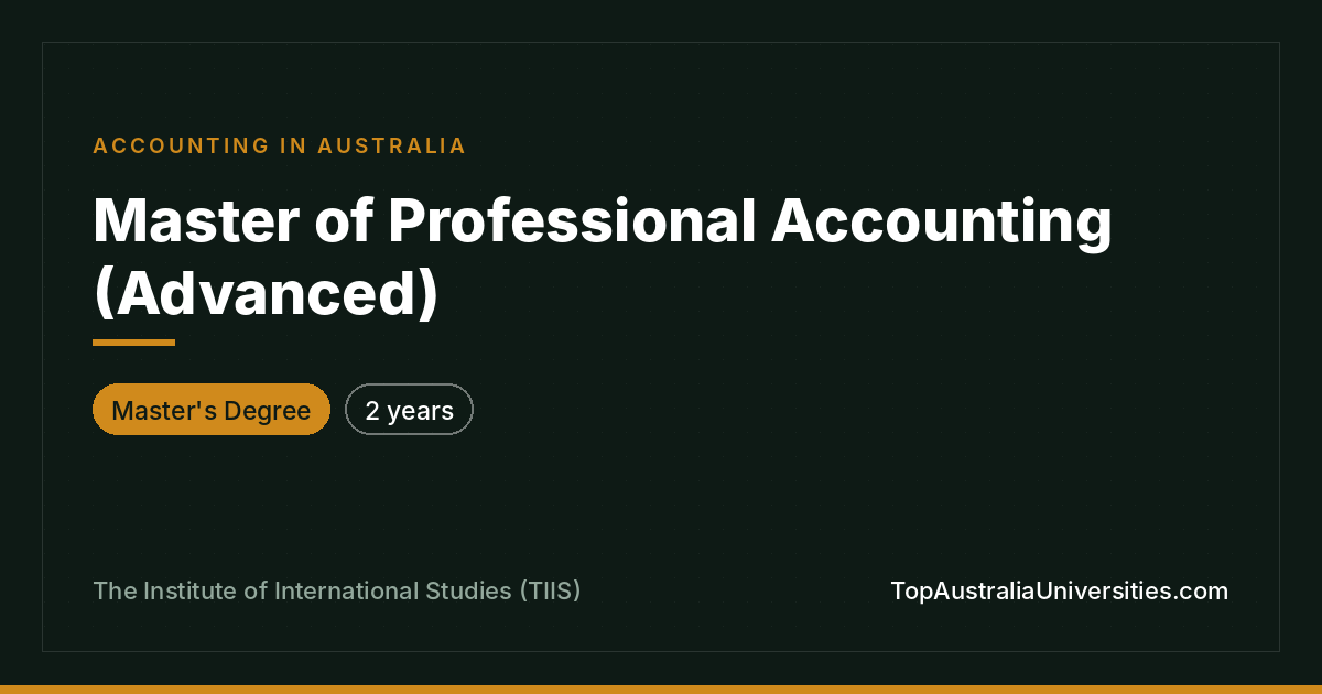 Master of Professional Accounting (Advanced) at TIIS