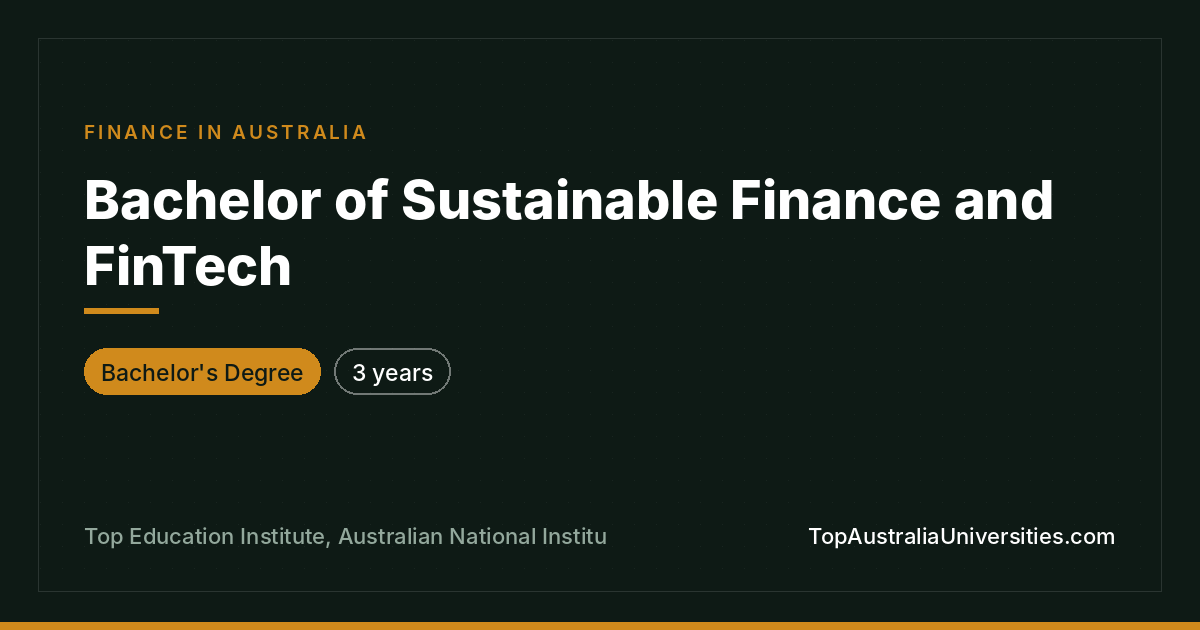 Bachelor of Sustainable Finance and FinTech
