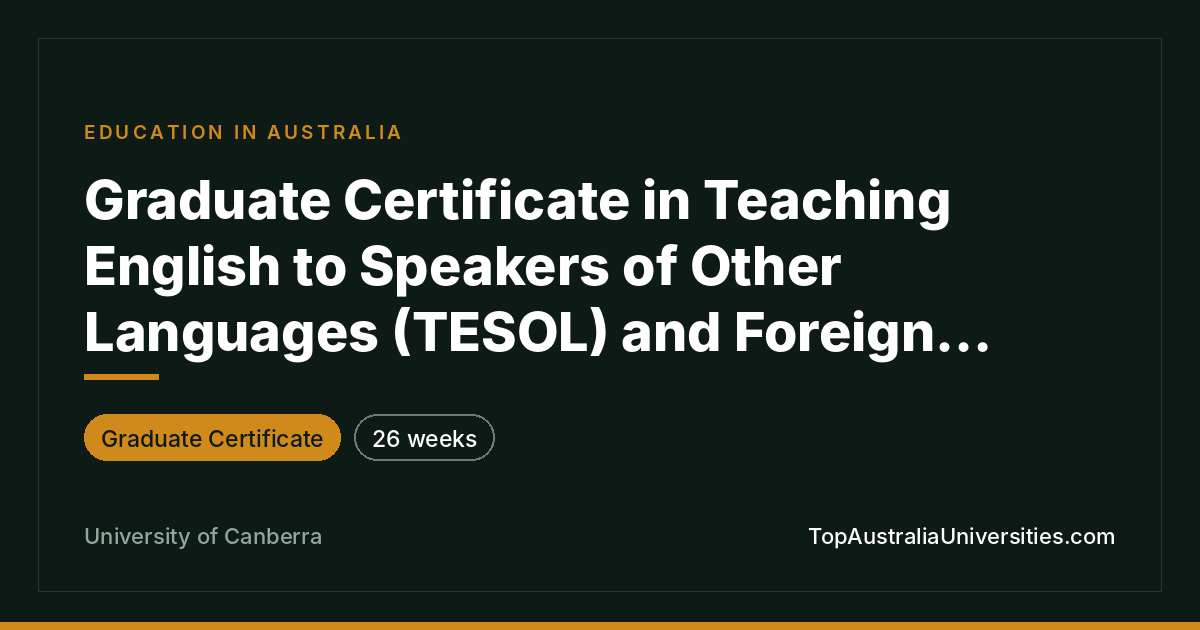 Grad Cert in TESOL & FLT – University of Canberra