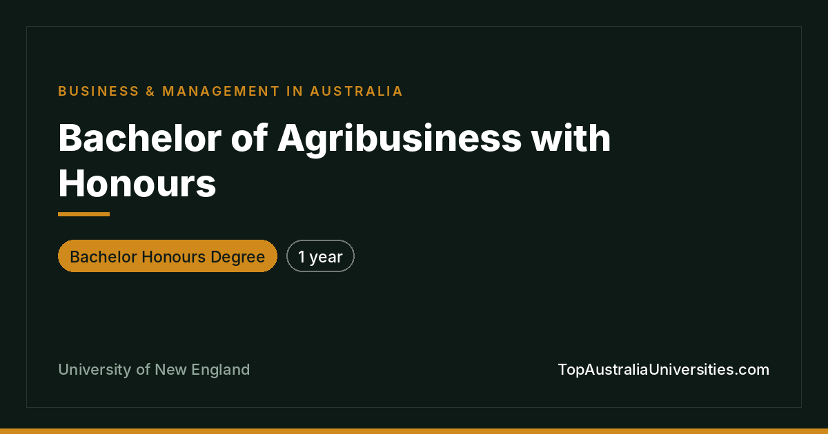 Bachelor of Agribusiness with Honours