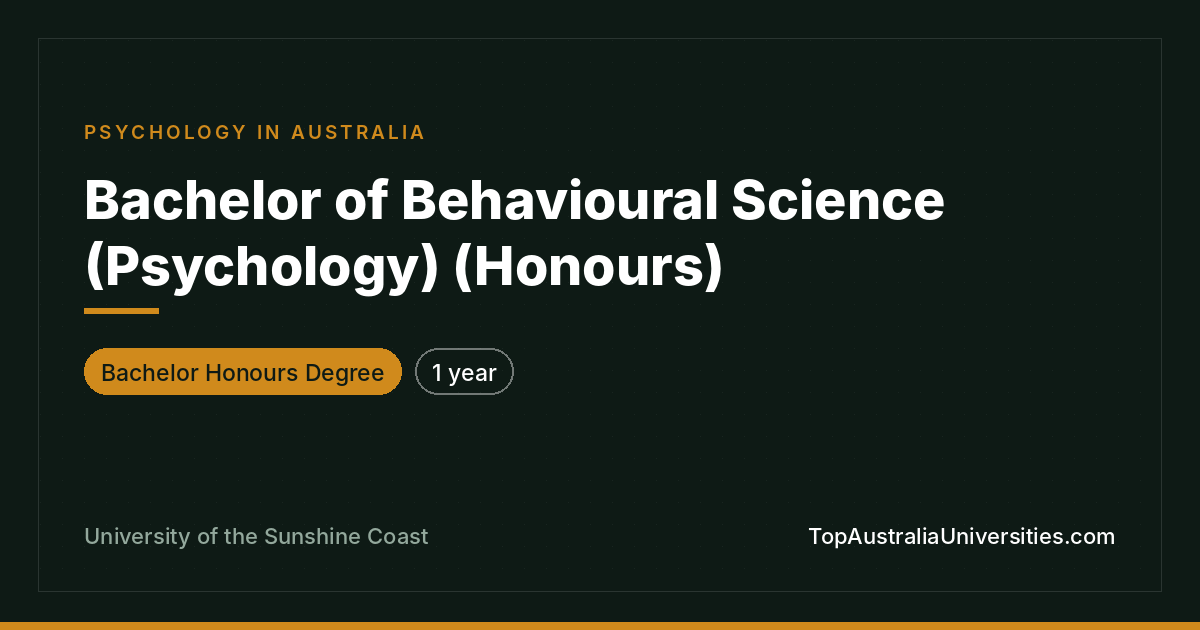 Bachelor of Behavioural Science (Psychology) (Honours)