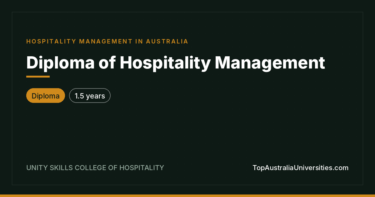 Diploma of Hospitality Management | Unity Skills College