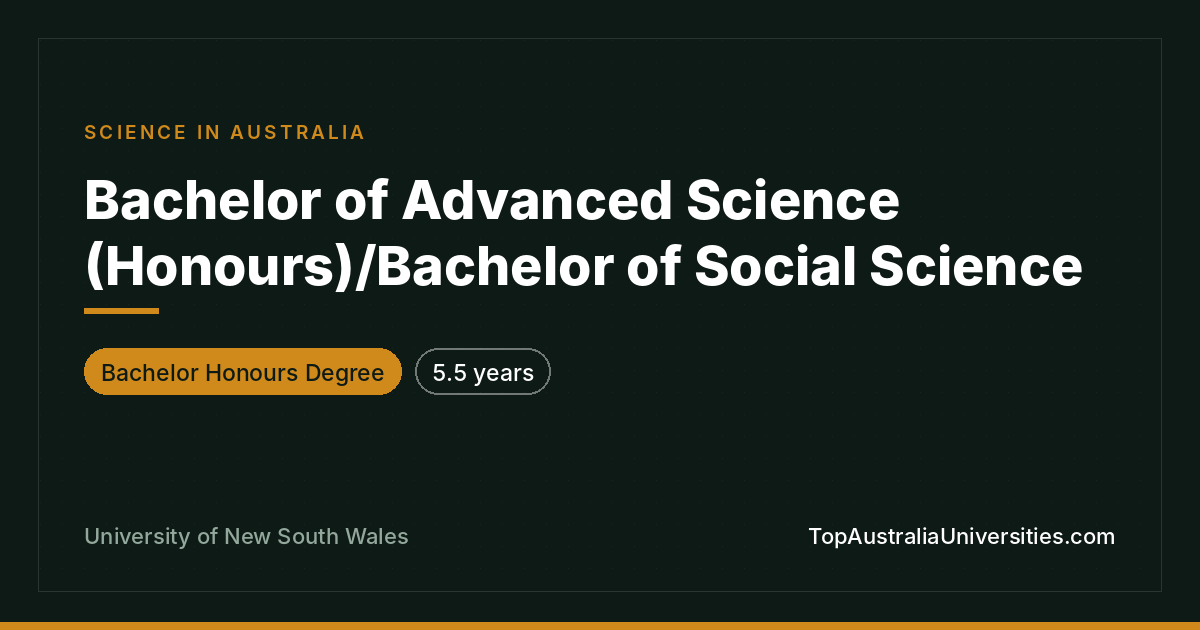 UNSW Bachelor Adv Science (Hons)/Soc Science Sydney