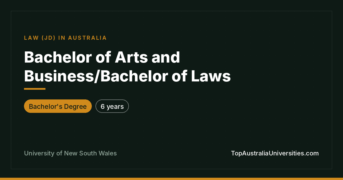 Bachelor of Arts and Business/Laws at UNSW Sydney