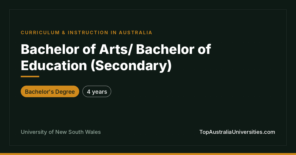Bachelor of Arts/ Education (Secondary) – UNSW Sydney