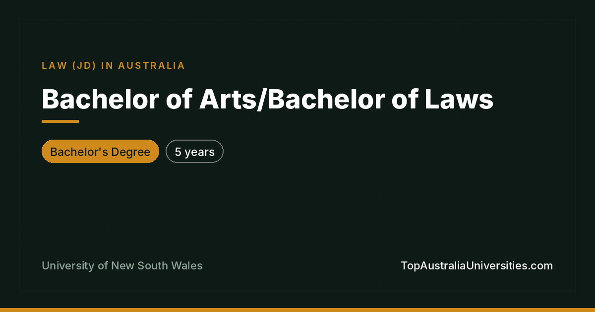Bachelor of Arts/Bachelor of Laws at UNSW Sydney