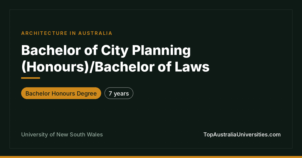 Bachelor of City Planning/Laws (Honours) | UNSW Sydney