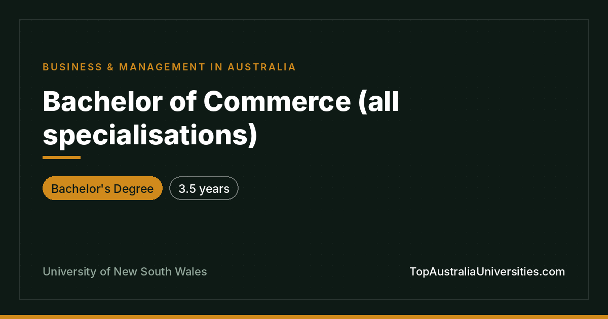 Bachelor of Commerce at UNSW Sydney