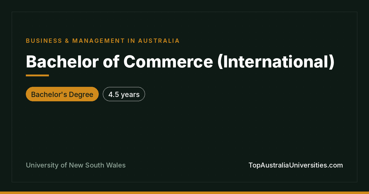 Bachelor of Commerce (International) at UNSW Sydney