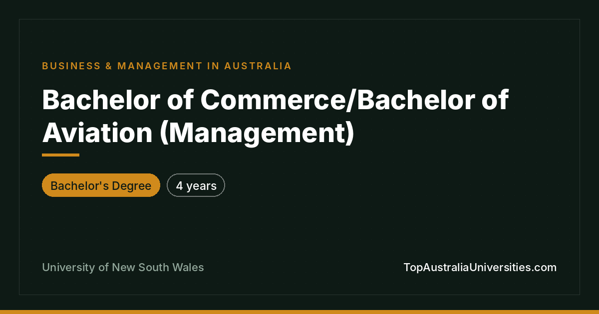 Bachelor of Commerce/Aviation (Management) at UNSW