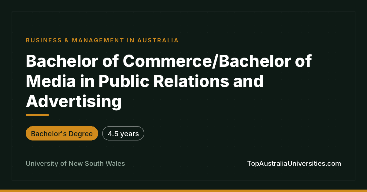 UNSW Bachelor of Commerce/Media in PR & Advertising