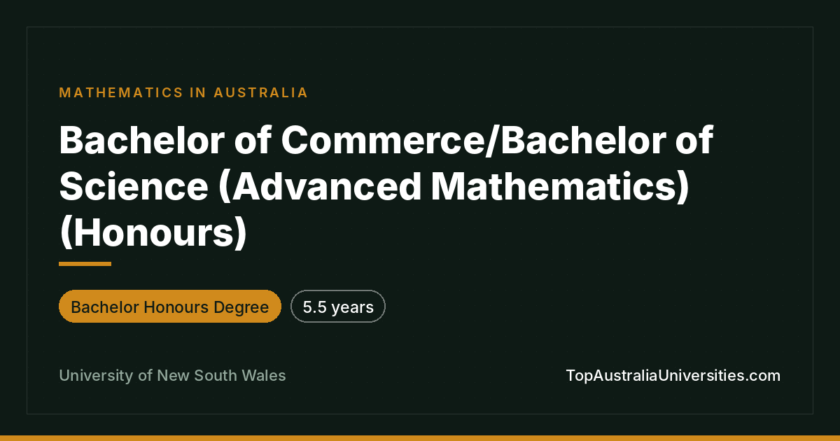Bachelor of Commerce/Science (Adv Math) (Honours) | UNSW