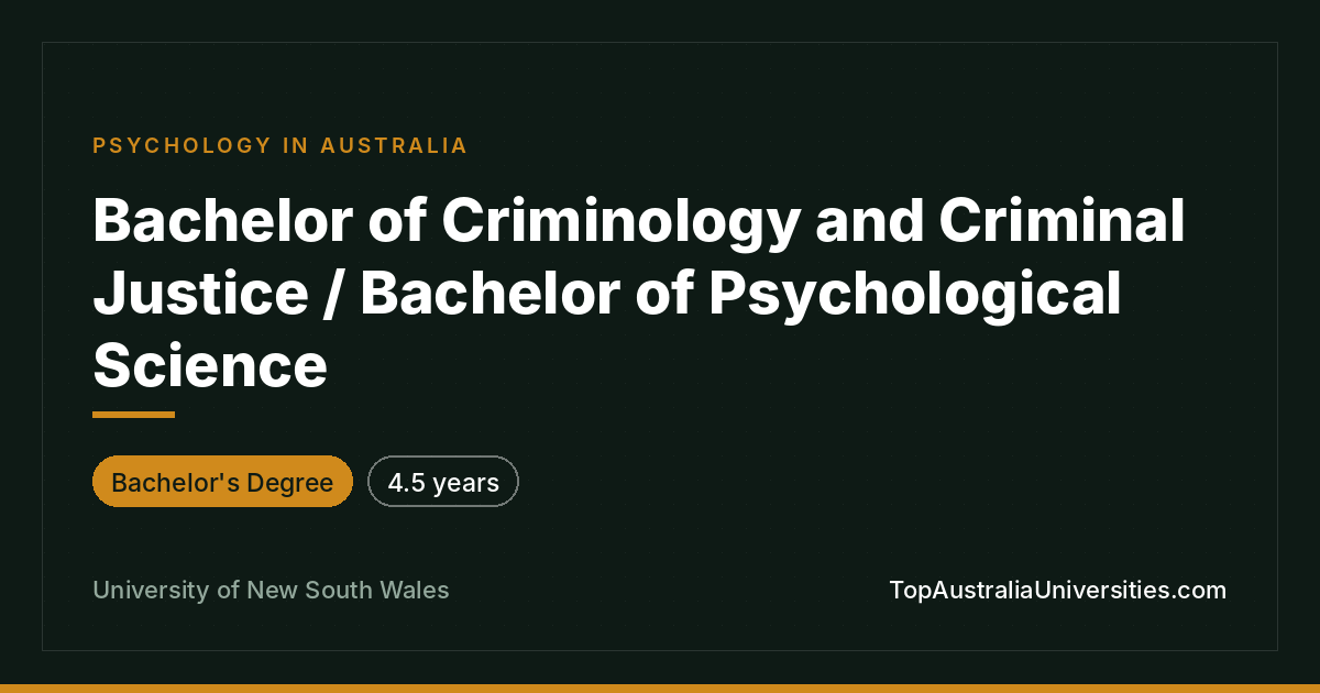 UNSW Bachelor of Criminology & Psych Science in Sydney
