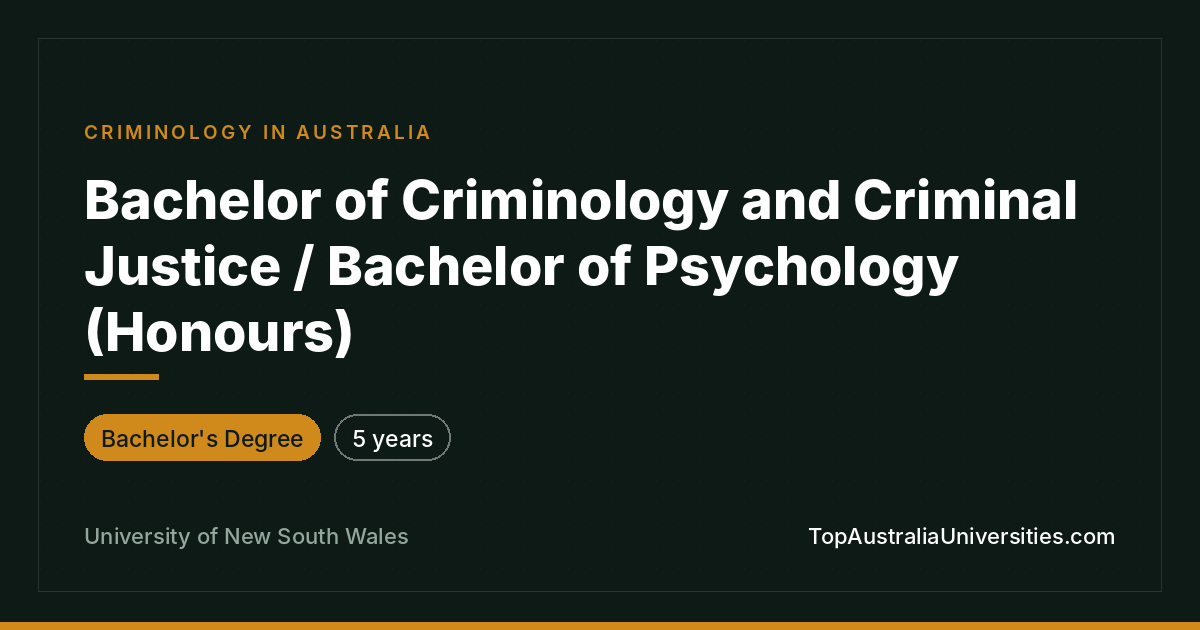 UNSW Bachelor of Criminology & Psychology (Honours)