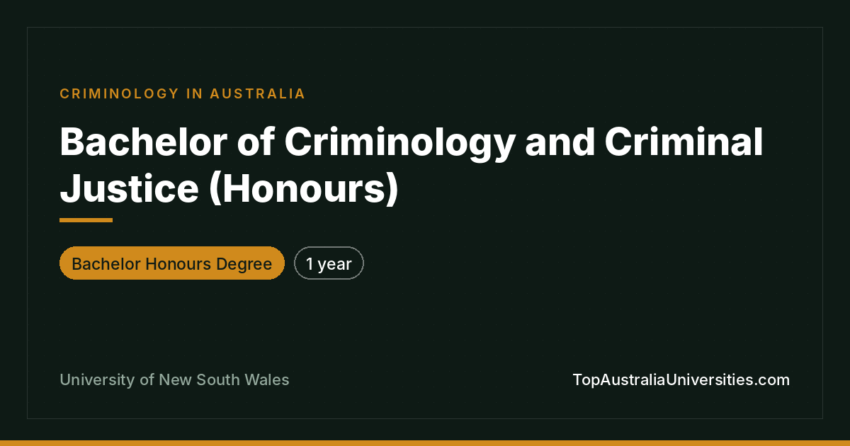 Bachelor of Criminology and Criminal Justice (Honours) UNSW