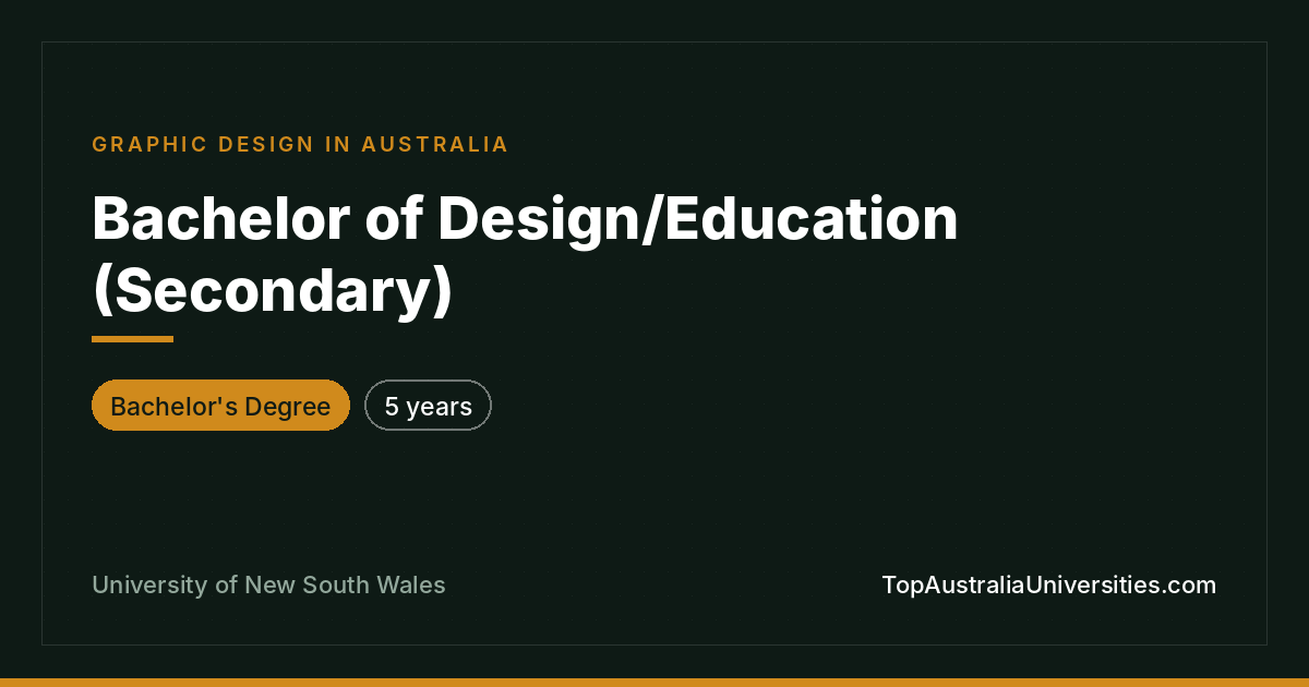 Bachelor of Design/Education (Secondary) at UNSW Sydney