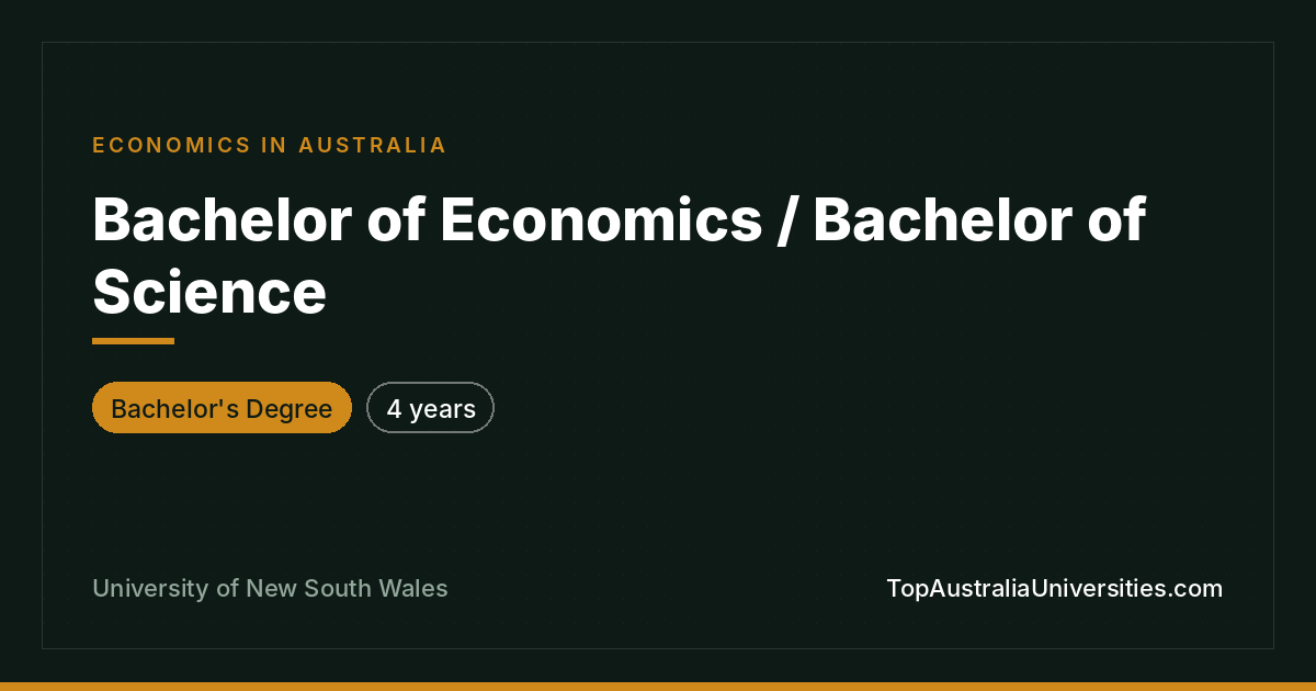 Bachelor of Economics / Science at UNSW Sydney