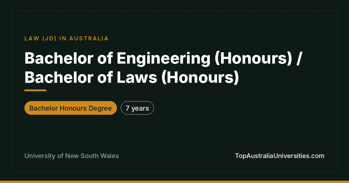 BEng (Honours)/LLB (Honours) at UNSW Sydney