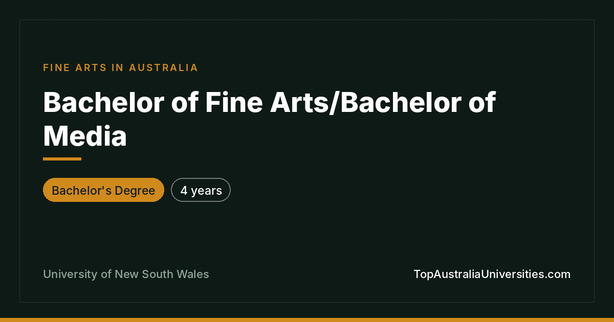Bachelor of Fine Arts/Media – UNSW Sydney