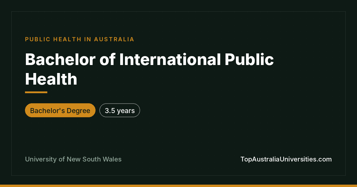 Bachelor of International Public Health – UNSW Sydney