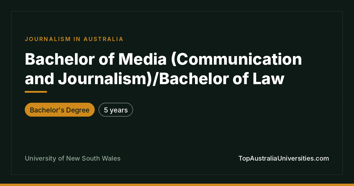 Bachelor of Media (C&J)/Bachelor of Laws – UNSW Sydney