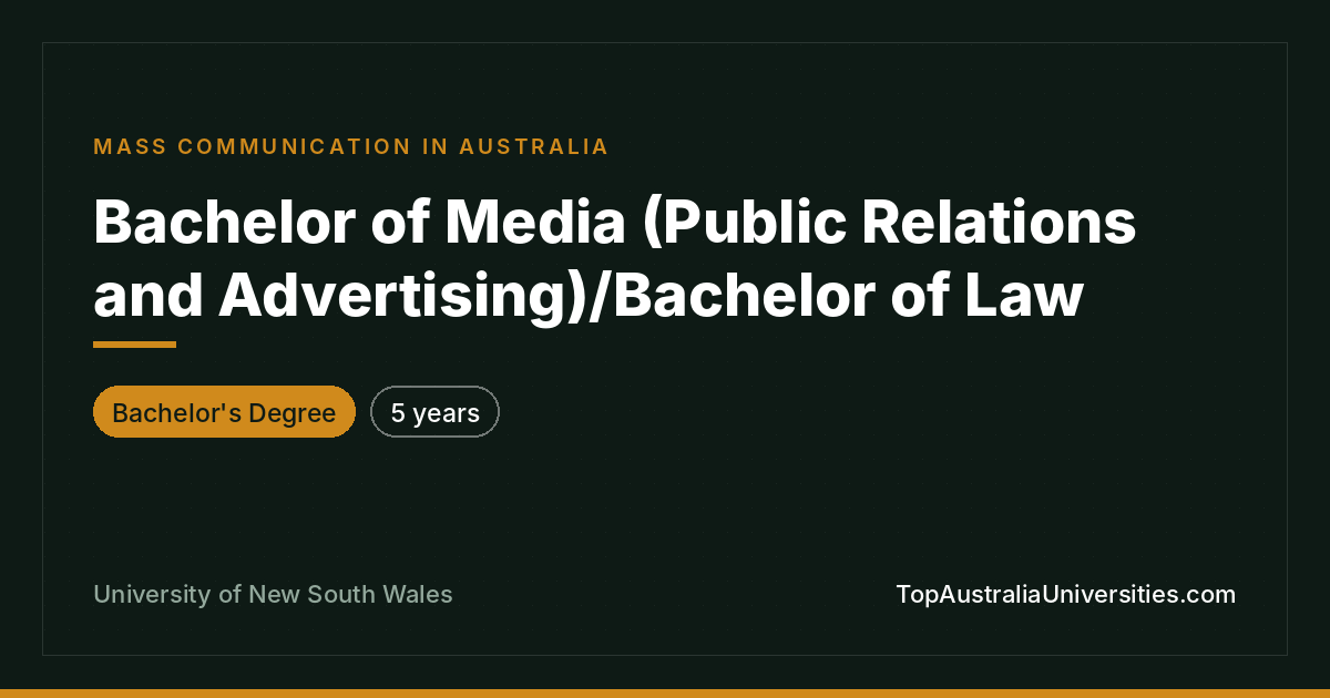 UNSW Bachelor Media (PR & Advertising)/Law in Sydney