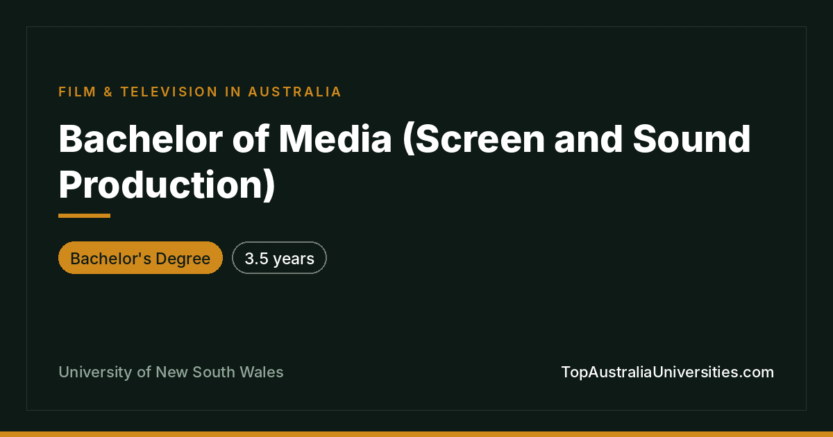 Bachelor of Media (Screen & Sound Production) | UNSW Sydney
